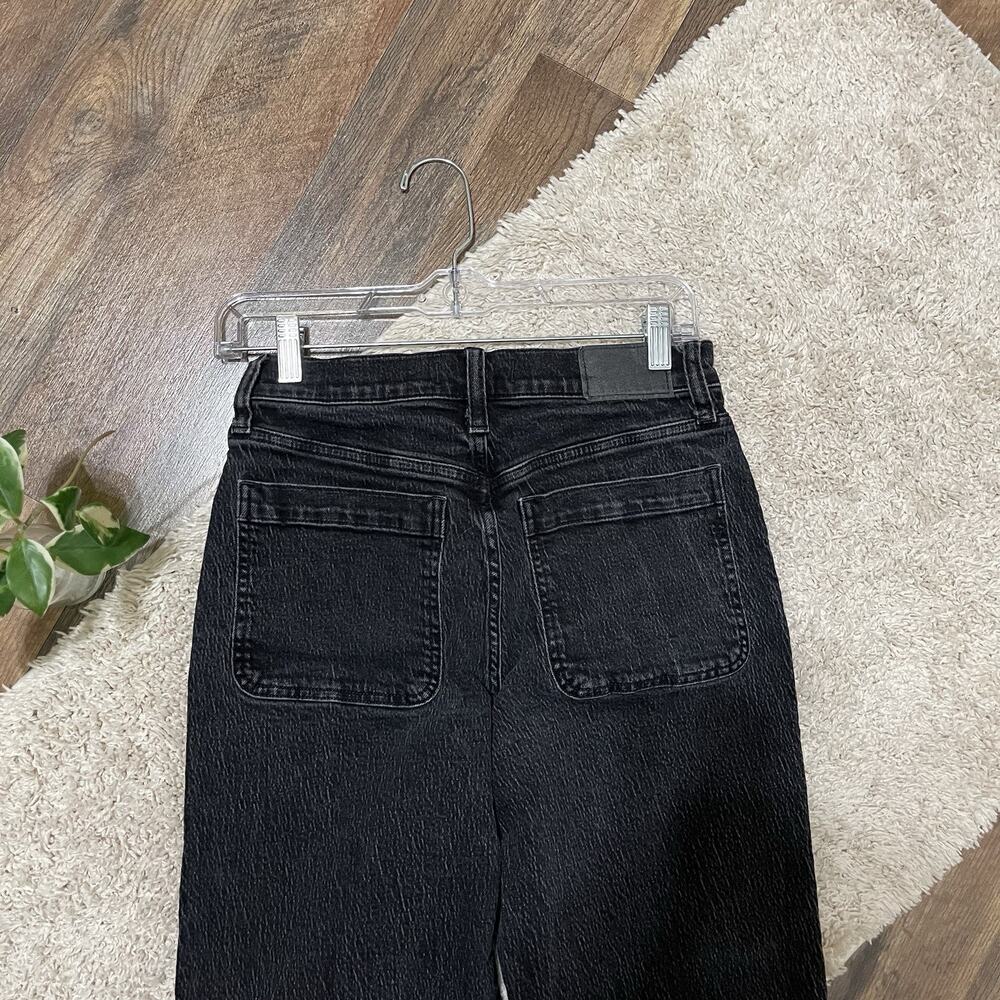 Madewell Size 26 Black High Rise Cropped Edgy Retro Emmett Wide Leg Jeans - Picture 5 of 8
